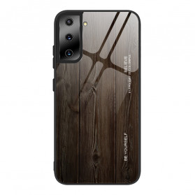 Samsung Galaxy S21 5G karkaistua lasia tapauksessa puinen muotoilu