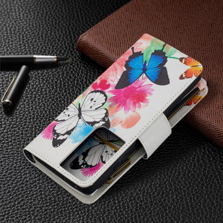 Samsung Galaxy S21 Ultra 5G vetoketjullinen tasku perhoset asia