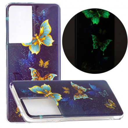 Samsung Galaxy S21 Ultra 5G Kotelo Butterfly Series Fluoresoiva