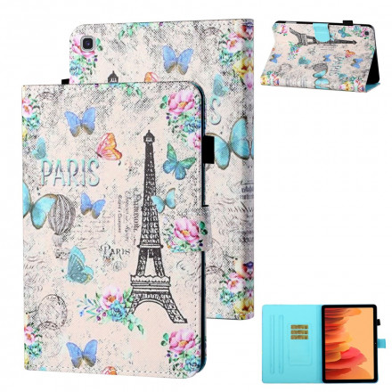 Samsung Galaxy Tab A7 (2020) Kotelo Eiffel-torni Perhoset
