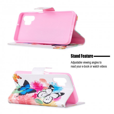 Samsung Galaxy A32 5G Case maalattu perhosia ja kukkia