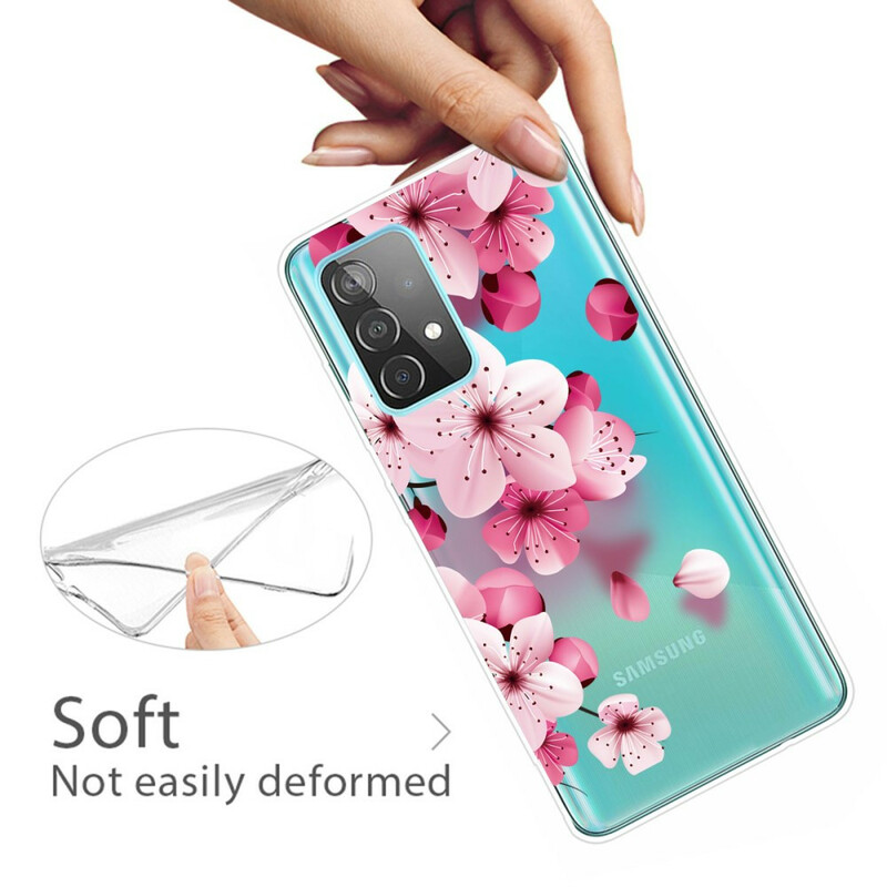 Samsung Galaxy A32 5G tapauksessa pieni vaaleanpunainen kukkia