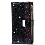Samsung Galaxy A42 5G Glitter lompakko Zip Case