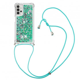 Samsung Galaxy A32 5G Glitter Kotelo, jossa on kaulanauha