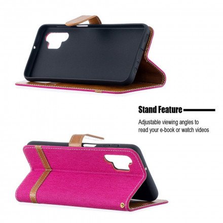 Samsung Galaxy A32 5G Kangas ja nahka Effect Case hihnalla