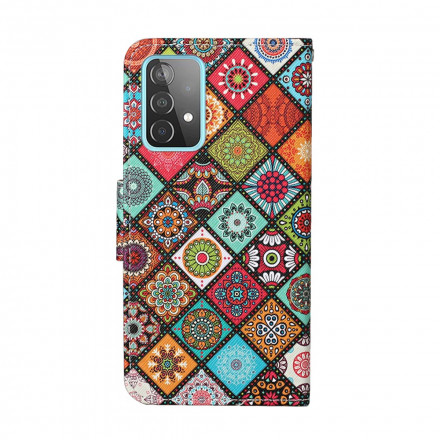 Samsung Galaxy A52 5G Patchwork Mandalas Kotelo hihnalla