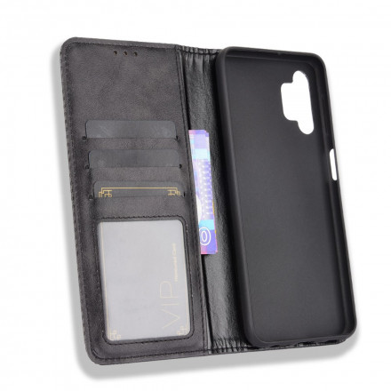Flip Cover Samsung Galaxy A32 A32 5G Nahkatehoste Vintage tyylikäs Flip Cover Samsung Galaxy A32 A32 5G Nahkatehoste Vintage tyylikäs