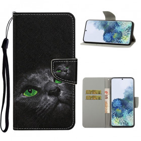 Samsung Galaxy A31 Vihreät silmät Cat Case hihnalla