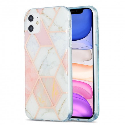 Flashy geometrinen marmori iPhone 11 tapauksessa