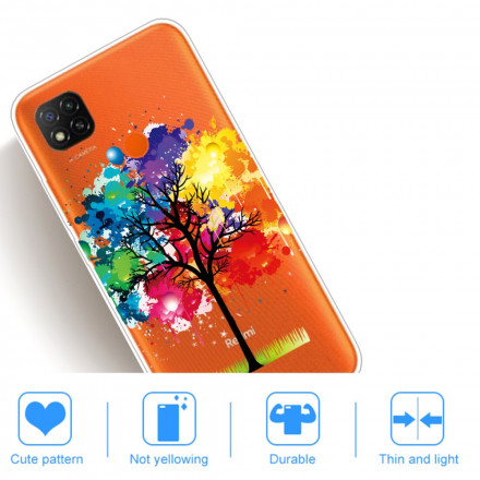 Xiaomi Redmi 9C läpinäkyvä akvarelli puu tapauksessa