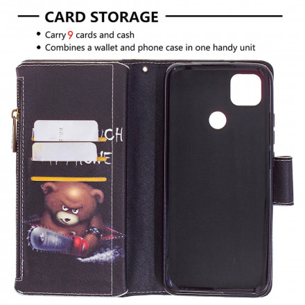 Xiaomi Redmi 9C vetoketjullinen Pocket Bear Case