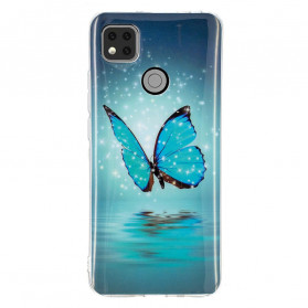 Xiaomi Redmi 9C Butterfly Case Sininen Fluorescent