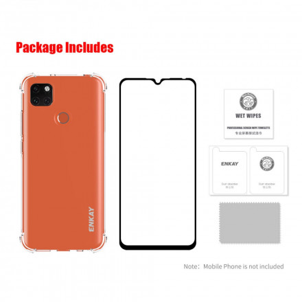 Xiaomi Redmi 9C Case Combo Kotelo ja karkaistu lasi ENKAY näyttö