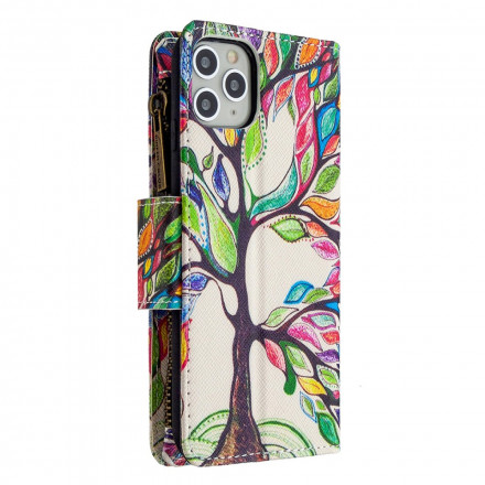 Kotelo iPhone 11 Pro Max vetoketjullinen tasku Tree