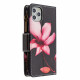 Suojus iPhone 11 Pro Maxille Vetoketjullinen tasku Kukka