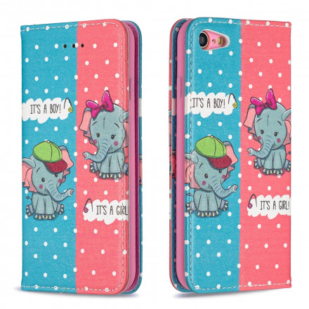 Flip Cover iPhone SE 2 / 8 / 7 Vauvan elefantit