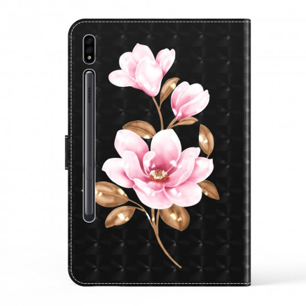 Samsung Galaxy Tab S7 keinonahkainen kotelo puu kukkia