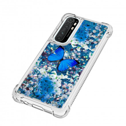 Xaiomi Mi Note 10 Lite Kotelo Sininen perhoset Glitter