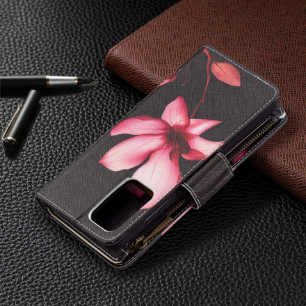 Kotelo Samsung Galaxy A72 4G / A72 5G vetoketjullinen tasku Kukka