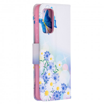 Samsung Galaxy A72 4G / A72 5G Kotelo maalattu perhosia ja kukkia