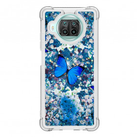 Xiaomi Mi 10T Lite 5G / Redmi Note 9 Pro 5G Case Sininen perhoset Glitter