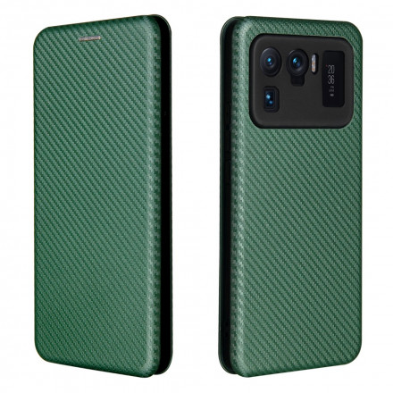 Flip Cover Xiaomi Mi 11 Ultra Carbon Fiber rengastuella varustettuna