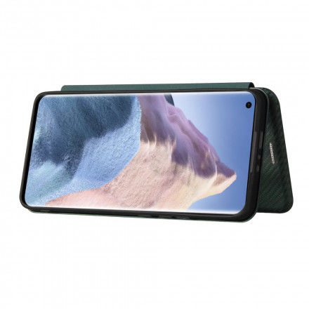 Flip Cover Xiaomi Mi 11 Ultra Carbon Fiber rengastuella varustettuna