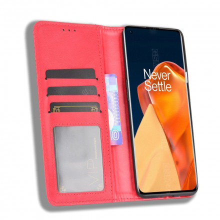 OnePlus 9 Pro Vintage Leather Effect Flip Cover -suojakansi