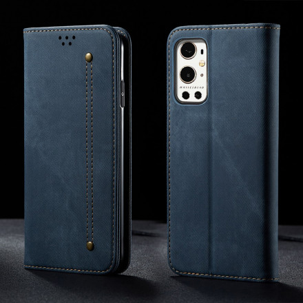 Flip Cover OnePlus 9 Pro keinonahkainen farkku Tekstuuri