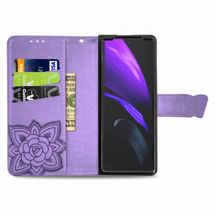 Samsung Galaxy Z Fold2 Butterfly Design Kotelo hihnalla