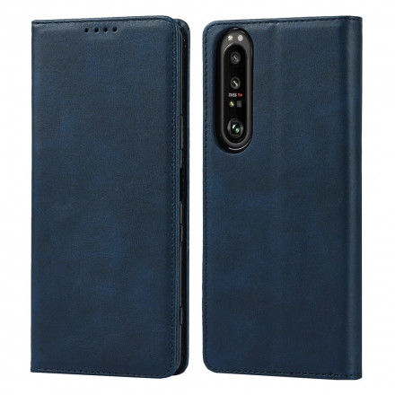 Flip Cover Sony Xperia 1 III Aitoa nahkaa Klassinen