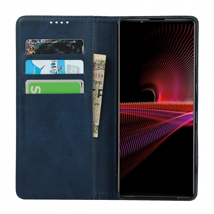 Flip Cover Sony Xperia 1 III Aitoa nahkaa Klassinen