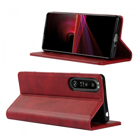 Flip Cover Sony Xperia 1 III Aitoa nahkaa Klassinen