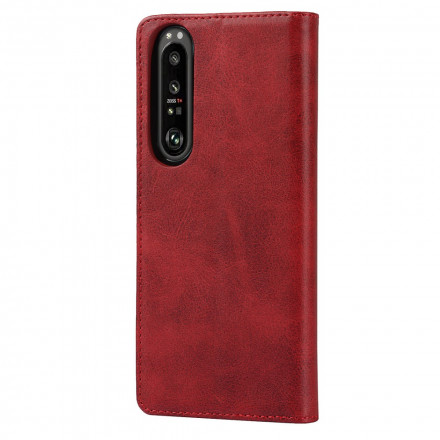 Flip Cover Sony Xperia 1 III Aitoa nahkaa Klassinen