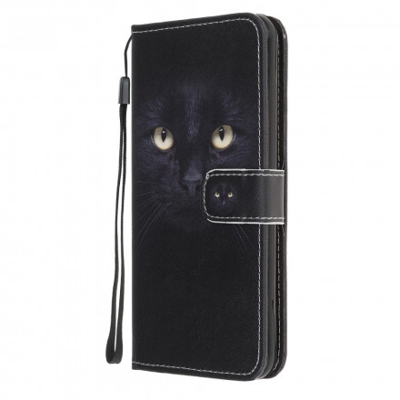 Samsung Galaxy A22 5G Musta kissa silmä hihna tapauksessa