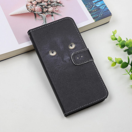 Samsung Galaxy A22 5G Musta kissa silmä Case hihnalla