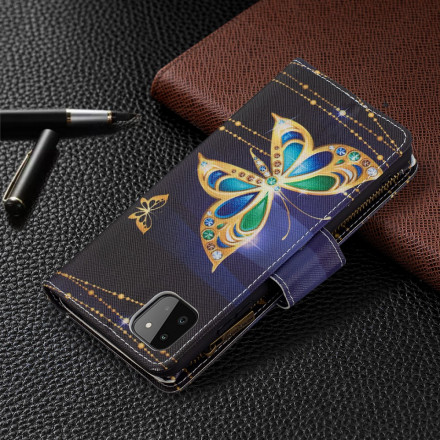 Samsung Galaxy A22 5G Vetoketjullinen tasku Perhoset Art