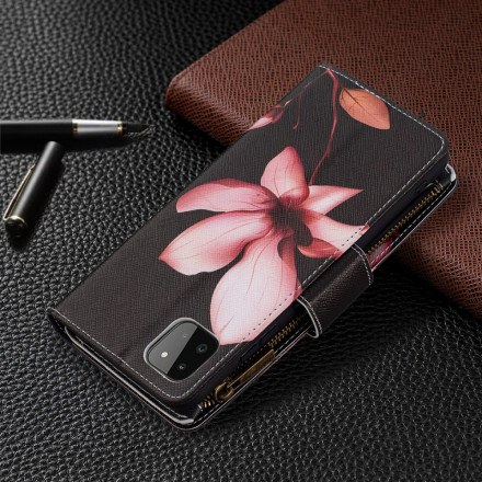 Samsung Galaxy A22 5G 5G vetoketjullinen taskussa tapauksessa kukka
