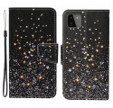 Samsung Galaxy A22 5G Star ja Glitter Kotelo hihnalla