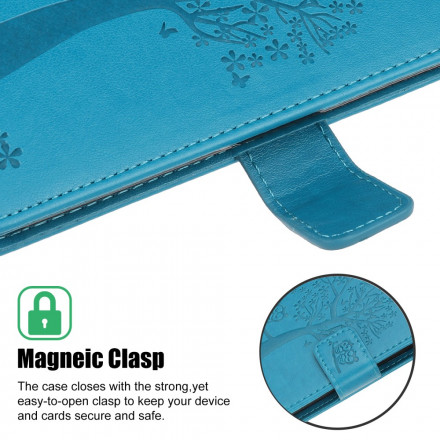 Samsung Galaxy A22 5G puu ja pöllö hihnan kotelo