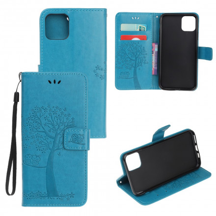 Samsung Galaxy A22 5G puu ja pöllö hihnan kotelo