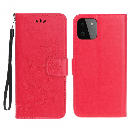 Samsung Galaxy A22 5G Case Perhoset ja kukat hihnalla