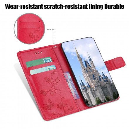 Samsung Galaxy A22 5G Case Perhoset ja kukat hihnalla