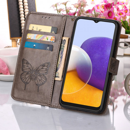 Samsung Galaxy A22 5G Perhonen Design Kotelo hihnalla