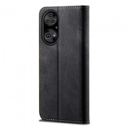 Flip Cover Huawei P50 Pro tekonahka Tekstuuri farkut