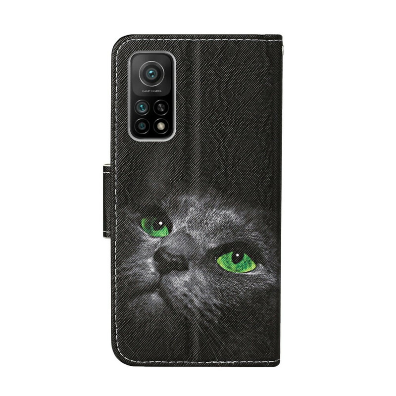 Xiaomi Mi 10T / 10T Pro Vihreä Eye Cat kotelo hihnan kanssa