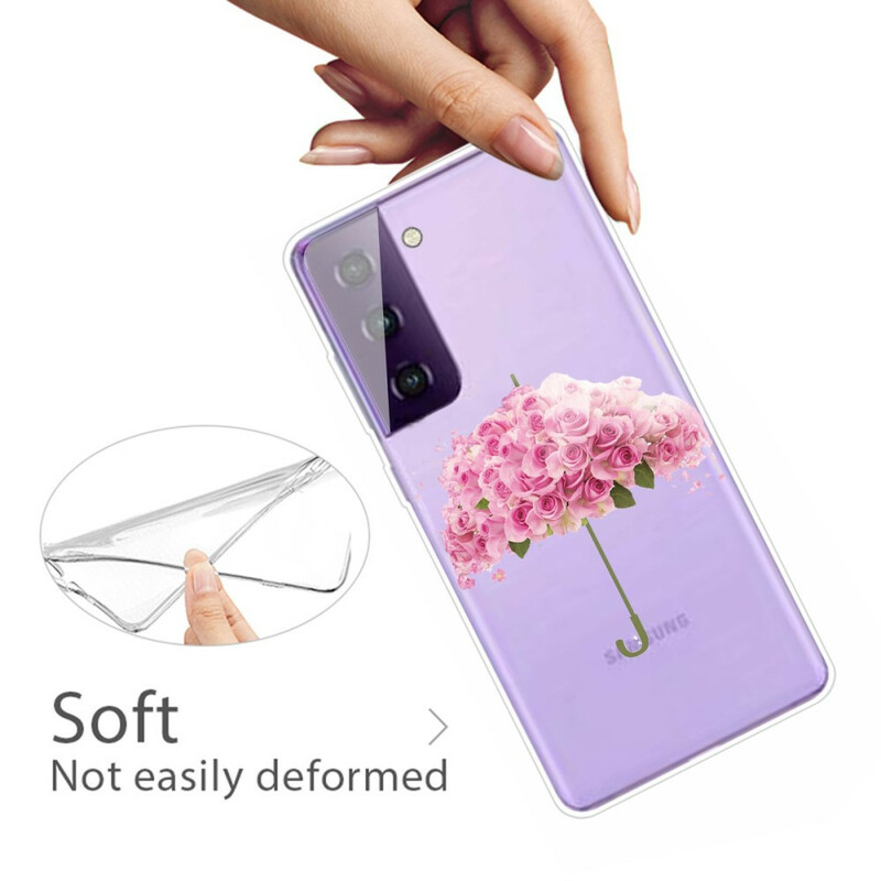 Samsung Galaxy S21 FE sateenvarjo suojakotelo vaaleanpunainen