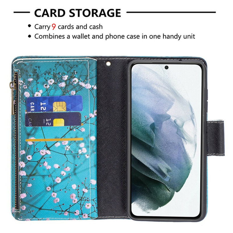 Samsung Galaxy S21 FE Kotelo vetoketjullinen tasku puu Samsung Galaxy S21 FE Kotelo vetoketjullinen tasku puu