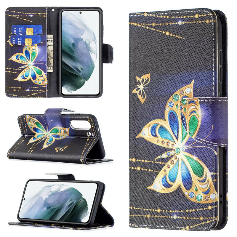 Samsung Galaxy S21 FE Gold Butterfly Case