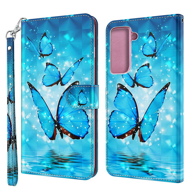 Samsung Galaxy S21 FE Flying Blue Perhoset Case